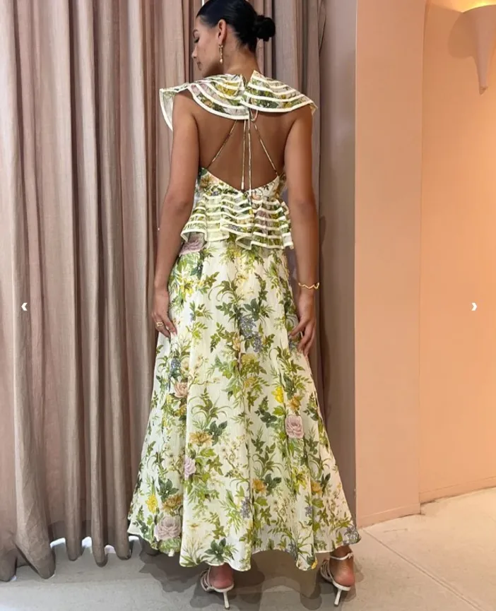 Alemais Eden Flounce Midi Dress Green Size 8